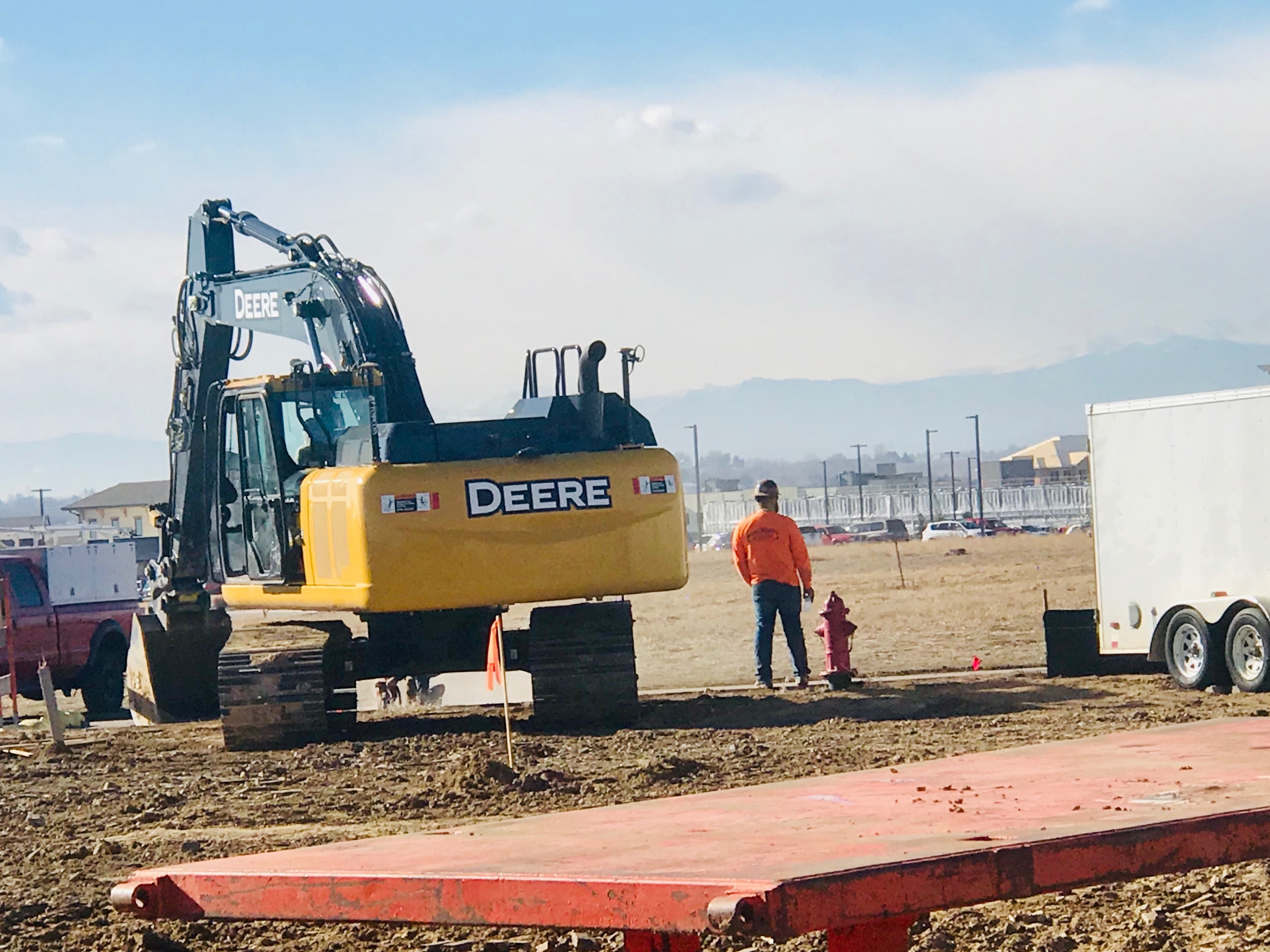 John Deere excavator at work